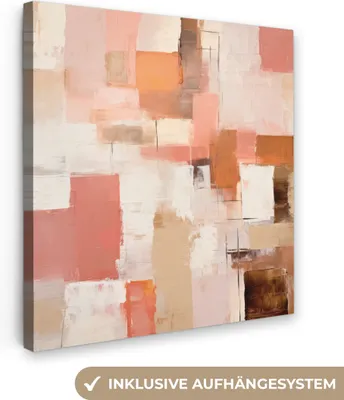 Produktbild von MuchoWow® - Leinwandbilder - Kunst - Rosa - Abstrakt, Wandbild, Wanddeko Bilder Wohnzimmer, 50x50 cm