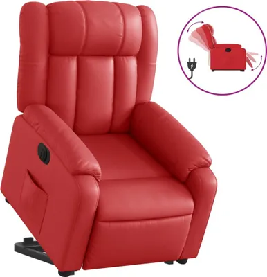 Obrázok produktu pre vidaXL Ležadlo so stojanom na pomoc elektrickej červenej imitácie kože