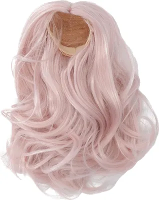 Produktbild von 1/6 Ball Jointed Doll Haar Weiche Seide Einfaches Styling Angenehmes Tragegefühl Lange lockige Puppenperücke Cremefarben Rosa