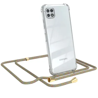 Produktbild von EAZY CASE Handykette kompatibel mit Samsung Galaxy A22 5G, Handyhülle mit Umhängeband, Handykordel, Schutzhülle Clear, Band in Bunt