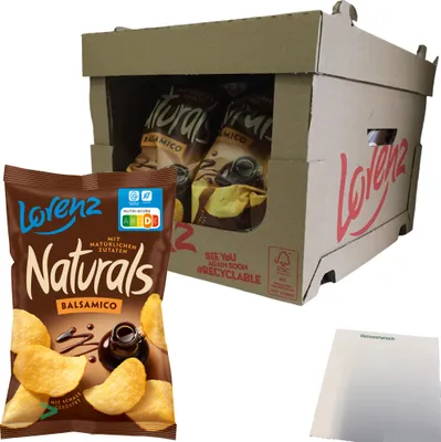 Produktbild von Lorenz Naturals Balsamico Chips Kartoffelchips geröstet 12er Pack (12x95g Beutel) + usy Block