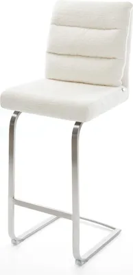 Immagine prodotto di DELIFE Sedia da bar Pela-Flex Bouclé Soft Beige Sedia a sbalzo piatta in acciaio inossidabile color argento