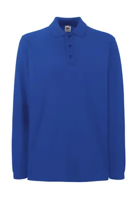 Produktbild von Fruit of the Loom Herren Poloshirt langarm Polo Shirt Polohemd T-Shirt, Größe:L, Farbe:Royal Blau