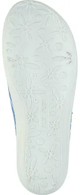 Produktbild von Fly Flot Damen Pantoffel Hausschuh gestreift Mesh Keilabsatz 330060, Größe:41 EU, Farbe:Blau