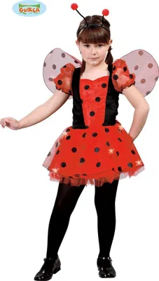 Produktbild von Marienkaefer Haarreif Fluegel Kleid Karnevalskostuem Punkte Bunte Faschingsverkleidung Kreatives Design Maerchenkostuem Rollenspiel Partyzubehoer Spass, Größe: 110/116 Farbe: Rot