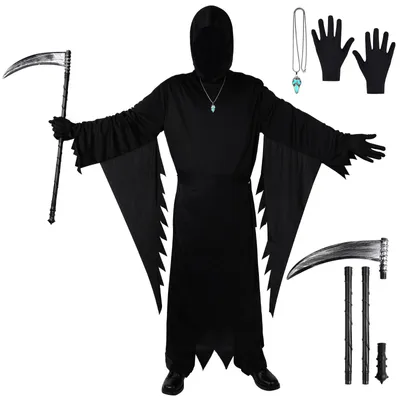 Immagine prodotto di Omgoods - Costume di Halloween da 5 pezzi per adulti, completo di mantello e cappuccio