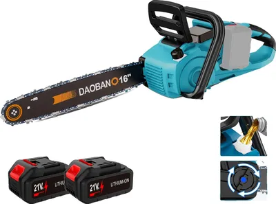 Obrázek produktu pro Elektrická řetězová pila, 16 palců, bateriová, sada 2 baterií