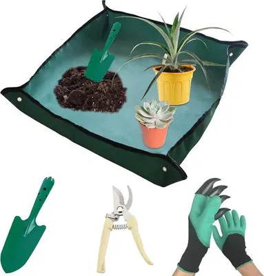 Immagine prodotto di Tappetino impermeabile per giardino Unyqoos® – Sottovaso per piante, ideale per il rinvaso e come protezione e superficie di lavoro per i lavori di giardinaggio