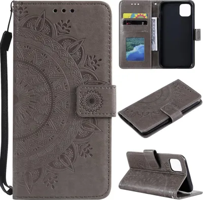 Produktbild von Hülle für Apple iPhone 11 Pro Max [6,5 Zoll] Handyhülle Flip Case Mandala Grau