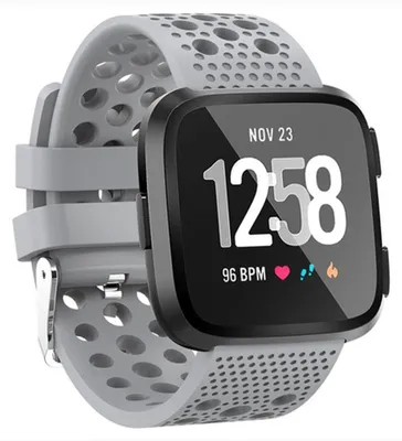 Produktbild von By Qubix Silikon Armband Belüftet passend für Fitbit Versa 1 / 2 & Lite - Grau