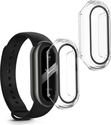 Produktbild von kwmobile 2x Cover kompatibel mit Xiaomi Mi Band 9 Hülle - Fullbody Fitnesstracker Case Set aus Glas - Transparent