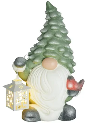 Produktbild von Weihnachtswichtel mit Laterne, LED, batteriebetrieben, wetterfest, 28 x 21 x 42 cm