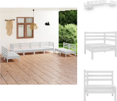 Produktbild von vidaXL 8-tlg. Garten-Lounge-Set Weiß Massivholz Kiefer -  Gartenmöbel-Sets