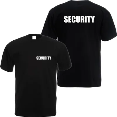 Produktbild von Security T Shirt Schwarz Herren Damen Security Kleidung mit Druck vorne hinten 100% Baumwolle Sicherheitsdienst Shirt Ordner Event Türsteher: XXL Größe wählen: XXL