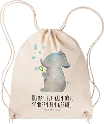 Produktbild von Mr. & Mrs. Panda Beutel Elefant Seifenblasen - Transparent - Geschenk, Lustige Sprüche, Liebe, sporttasche klein, Jutebeutel, Heimat, Elefanten, Liebesspruch, Turnbeutel