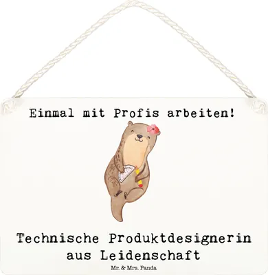 Produktbild von Mr. & Mrs. Panda Schild Technische Produktdesignerin Leidenschaft DIN A6 - Weiß - Geschenk, holzbild, Türschild, Wandbild Holz, kleine aufmerksamkeit, Holzschild