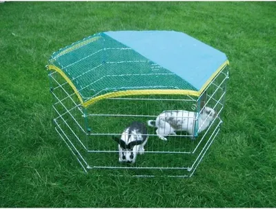 Immagine prodotto di Recinto per piccoli animali, zincato, 56,5 x 56,5 cm, con porta, rete parasole inclusa