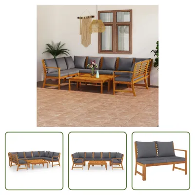 Produktbild von The Living Store 9-tlg. Garten-Lounge-Set mit Auflagen Massivholz Akazie