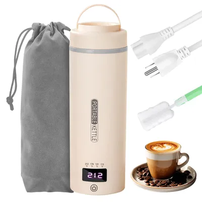 Mini-Reisewasserkocher, 550 ml, 4 Temperaturstufen, Edelstahl 316