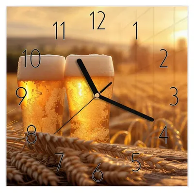 Produktbild von Wanduhr aus Glas mit Motiv Sonnenuntergangsbecher- 30 x 30 cm - inkl. Aufhängesystem