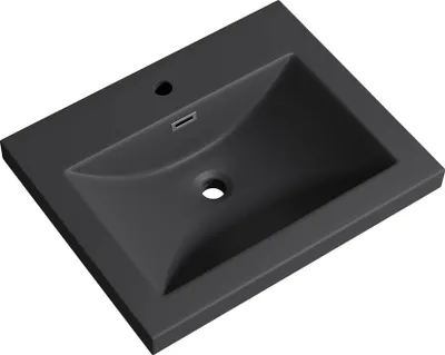 Immagine prodotto di doporro Lavabo ad Incasso Soprapiano Lavabo Bagno da Appoggio Rettangolare 60x48x13 cm Antracite Opaco, Lavandino in Marmoresina con Foro Rubinetto e Troppopieno Colossum01
