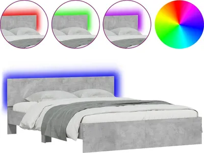 Obrázek produktu pro vidaXL Rám postele s čelem s LED osvětlením betonově šedý 150x200 cm