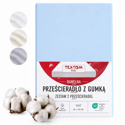 Produktbild von TEXTOM Kinder Spannbettlaken Jersey 100% Baumwolle 60x120 cm Blau für Matratzen bis 15 cm Steghöhe