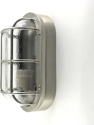 Produktbild von Wandlampe außen Messing Glas B: 23 cm IP64 Nickel matt E27 Maritim Ovalleuchte