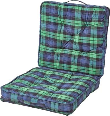 Image de HOMESCAPES Coussin de voyage bleu-vert à carreaux 50 x 50 cm - coussin de siège pliable pour voiture