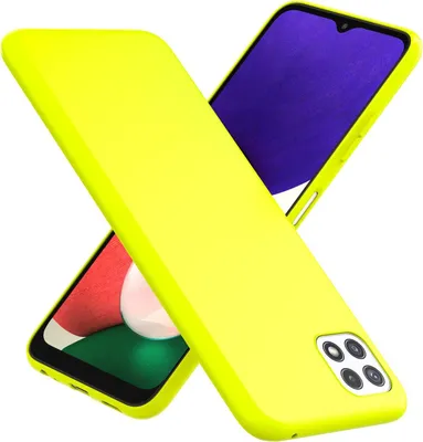 Produktbild von NALIA Bunte Neon Silikonhülle für Samsung Galaxy A22 5G, Intensive Farbe Rutschfest Samtig Gummiert Gelb