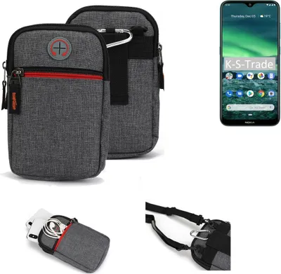 Produktbild von K-S-Trade Holster Gürteltasche kompatibel mit Nokia 2.3 Handy Tasche Schutz Hülle grau Zusatzfächer 1x