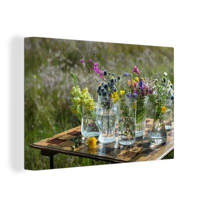 Produktbild von OneMillionCanvasses® - Leinwandbilder - 150x100 cm, Vase - Blumen - Farben, Wandbilder Kunstdruck Wanddekoration