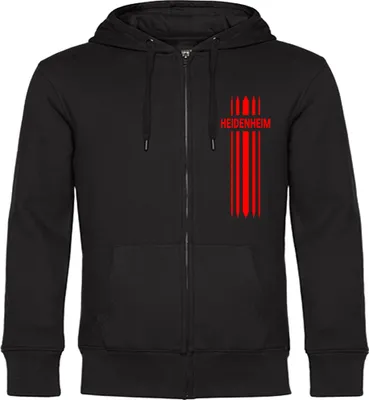 Produktbild von multifanshop Kapuzen Sweatshirt Jacke - Heidenheim - Streifen, schwarz, Größe L