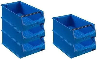 Produktbild von SparSet 5x Blaue Sichtlagerbox 5.1 mit Griffstange | HxBxT 20x30x50cm | 21,8 Liter | Sichtlagerbehälter, Sichtlagerkasten, Sichtlagerkastensortiment, Sortierbehälter