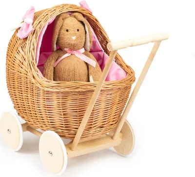 Produktbild von JIPRO® Puppenwagen aus Weide Lili II. - B 46x T 33 x H 30/45(cm)