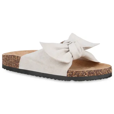 Produktbild von Mytrendshoe Damen Sandalen Pantoletten Schleifen Hausschuhe 826314, Farbe: Creme, Größe: 40