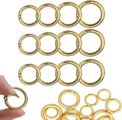 Imagen del producto de Mosquetones redondos, 24 unidades, color dorado, para llaveros
