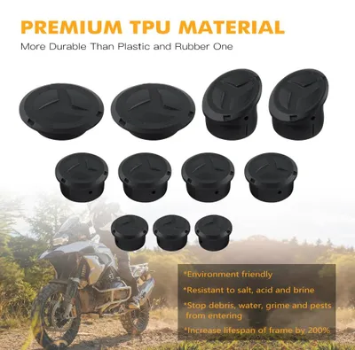 Obrázek produktu pro Krytky otvorů rámu pro motocykly – R1250GS/R1250GS Adventure – R1200GS/R1200GS Adventure – 11 kusů – pro modely vyrobené v letech 2014–2024 – barva: černá