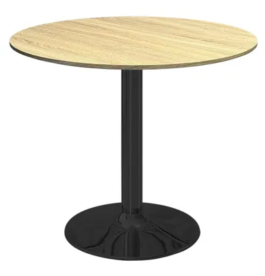 Obrázek produktu pro Kulatý jídelní stůl VICTORY 70 cm - světlý dřevěný kouř, moderní kuchyňský stůl s kovovou podnoží, skandinávský design