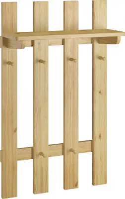 Produktbild von Garderobenpaneel Flurgarderobe Kleiderhaken aus Kiefer Massivholz 90.80-14