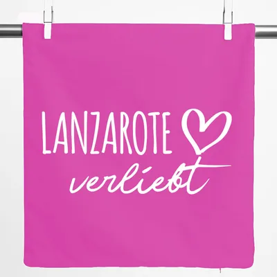 Produktbild von Huuraa Kissenbezug Lanzarote verliebt 40x40cm Fuchsia Baumwolle Dekokissenbezug Geschenkidee