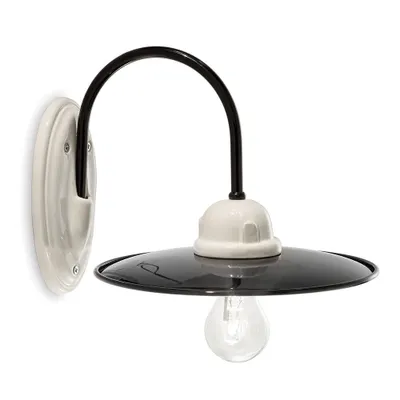 Image de Applique murale industrielle minimaliste nordique noir et blanc, métal vintage, 1 lampe, culot E27