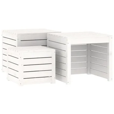 Produktbild von vidaXL 3-tlg. Gartenbox-Set Weiß Massivholz Kiefer