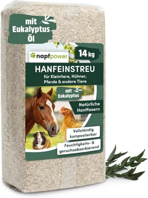 Productafbeelding van Hennepstrooisel met eucalyptus - 14 kg - voor kippen en paarden en kleine dieren - zeer absorberend