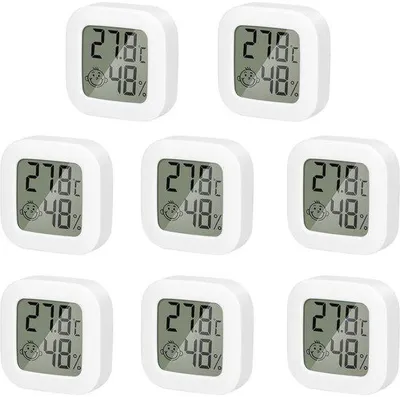 Image de Mini thermomètre et hygromètre numériques à écran LCD pour l'intérieur - Idéal pour les chambres de bébés et d'enfants, le bureau, le salon et le réfrigérateur