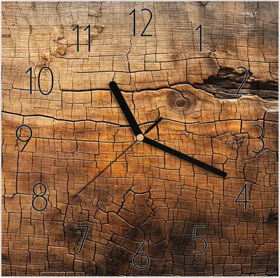 Produktbild von Wanduhr aus Glas mit Motiv Vintage Holzmaserung- 30 x 30 cm - inkl. Aufhängesystem