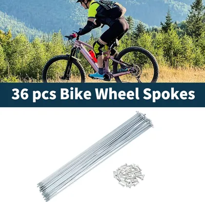 Image de Rayons de vélo Rayons de roue de vélo en acier au carbone galvanisé ton argent 1 ensemble 14G Longueur de 291mm