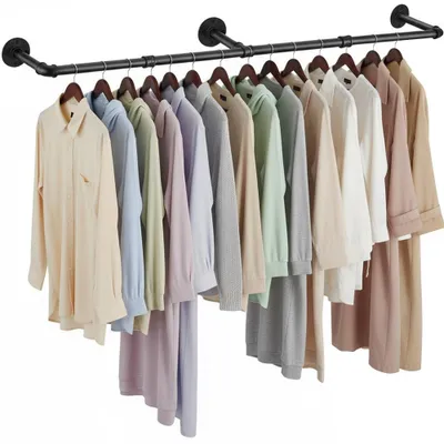 Wand-Kleiderstange 120 cm, schwarz, Metall, 60 kg belastbar