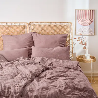 Image de Blumtal mousseline linge de lit 200x200 cm - Housse de couette 200x200 + 2x taies d'oreiller 80x80 Violet