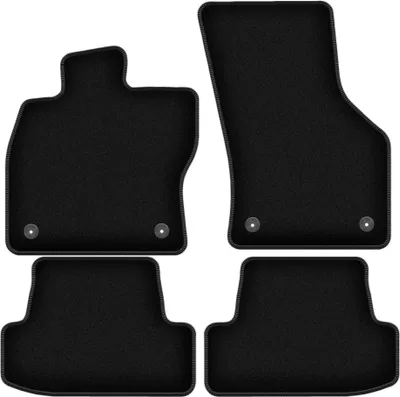 Image de Tapis de sol velours sur-mesure pour Seat Leon III (2012-2020, hatchback, break, variante) noir, jeu 4 pièces, fixations